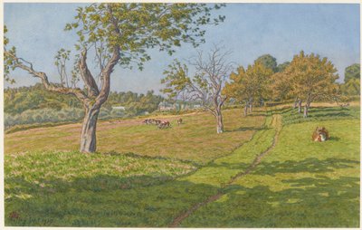 Åkrar i Auffay av Henri Rivière