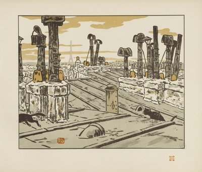 På taken [De trettiosex vyerna av Eiffeltornet] av Henri Rivière