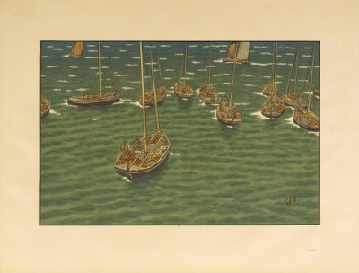 Båtar för ankar i Tréboul av Henri Rivière