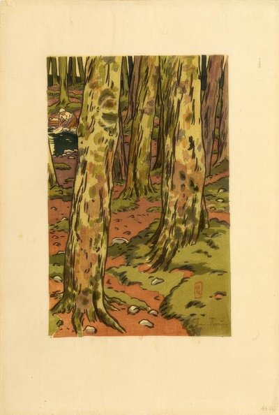 Tvättstuga i skogen i Loguivy av Henri Rivière