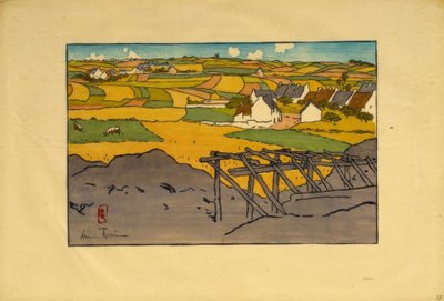 Byn La Chapelle sett från Tertres (Saint-Briac) av Henri Rivière