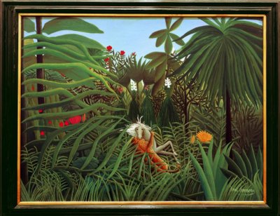 Häst attackerad av en jaguar av Henri Rousseau