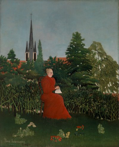 Porträtt av en kvinna i ett landskap av Henri Rousseau