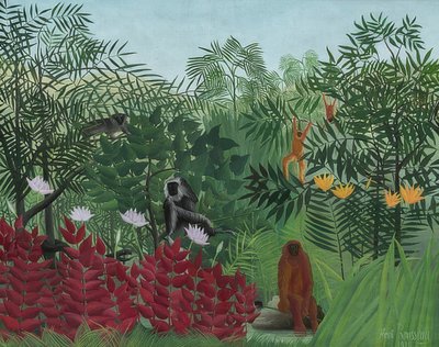 Regnskog med apor. 1910 av Henri Rousseau