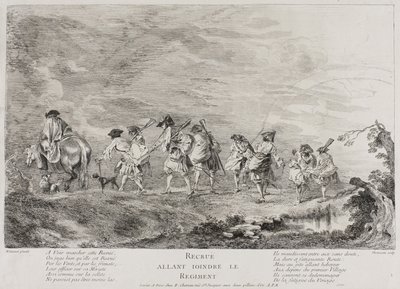 Rekryter som ska gå med i regementet, 1717?-26 av Henri Simon Thomassin