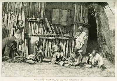 Abyssine smeder. Gravyr av Thiriat, efter ett fotografi, för att illustrera berättelsen Voyage au Choa (Abyssinie meridionale) av Henri Thiriat