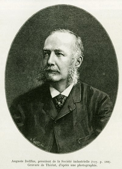 Auguste Dollfus, VD för industriföretaget Dollfus Mieg. Gravyr av Thiriat för att illustrera berättelsen A Through Alsace and Lorraine, av Charles Grad, tysk deputerad, 1885, i tour du monde 1886, under ledning av Edouard Charton (1807) av Henri Thiriat