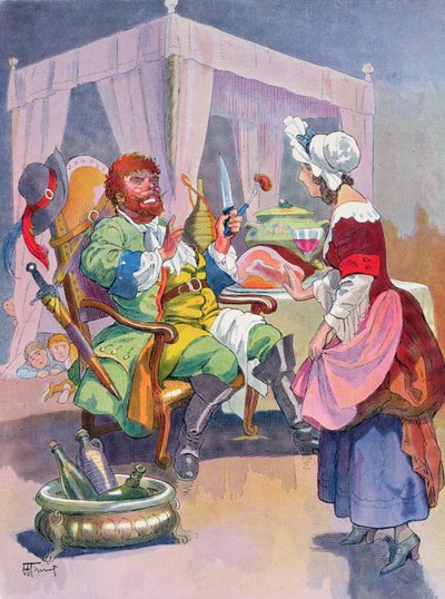 The Ogre doftar färskt människokött, illustration till en Perrault-saga 