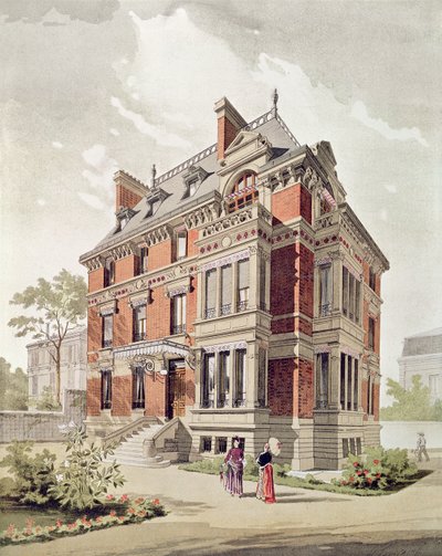 Projekt för en villa, slutet av 1800-talet (bläck och gouache på papper) av Henri Toussaint
