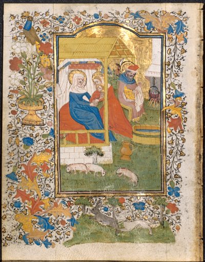 The Nativity: Leaf from a Book of Hours (3 av 6 utskurna löv) av Henri d