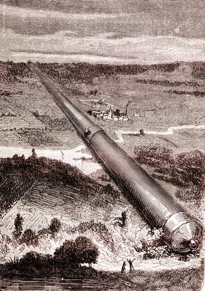 Den gigantiska rymdpistolen från J. T. Maston, "From the Earth to the Moon" av Jules Verne av Henri de Montaut