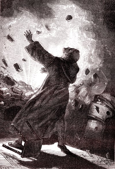 Munken Berthold Schwartz, "Från jorden till månen" av Jules Verne av Henri de Montaut