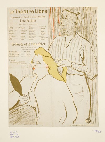 Frisör, program för Théâtre Libre av Henri de Toulouse-Lautrec