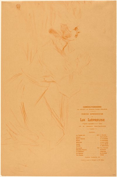 Program för "La lépreuse" av Henri de Toulouse-Lautrec