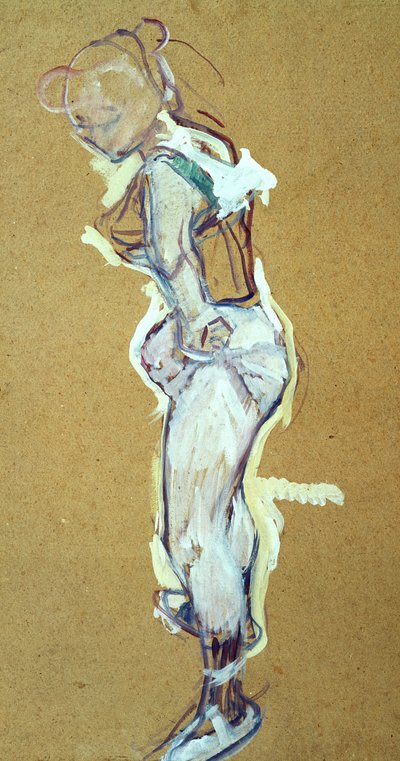 Trapetskonstnär som justerar sin skjorta av Henri de Toulouse Lautrec