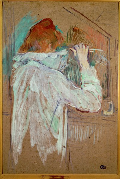 Frau, die ihr Haar lockt von Henri de Toulouse-Lautrec
