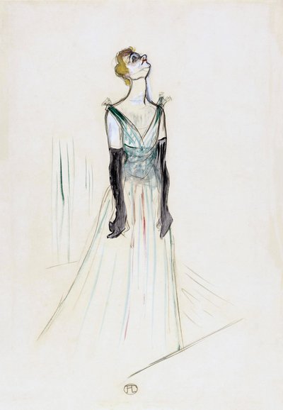 Yvette Guilbert. Porträtt. av Henri de Toulouse Lautrec