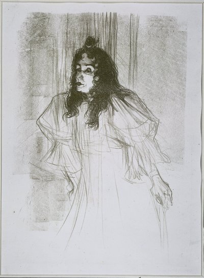 Porträtt av May Belfort (May Egan) med två figurer och ett piano Miss May Belfort (originaltitel) av Henri de Toulouse Lautrec (signed by artist)