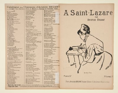 A Saint-Lazare, ord och musik av Aristide Bruant, omslag till notblad av Henri de Toulouse Lautrec