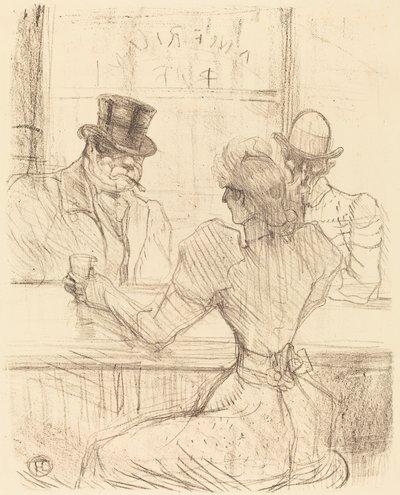 Vid Picton Bar, rue Scribe (Au bar Picton, rue Scribe) av Henri de Toulouse Lautrec