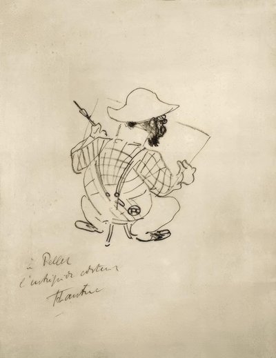 Karikatyriskt självporträtt av Henri de Toulouse Lautrec