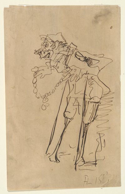 Karikatyr av en soldat som håller en dekoration av Henri de Toulouse Lautrec