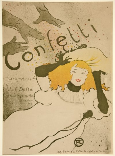 Konfetti, pub. 1894 (färg litho) av Henri de Toulouse Lautrec