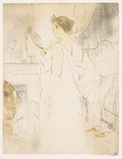 Elles: Kvinna med en handspegel, 1896. av Henri de Toulouse Lautrec