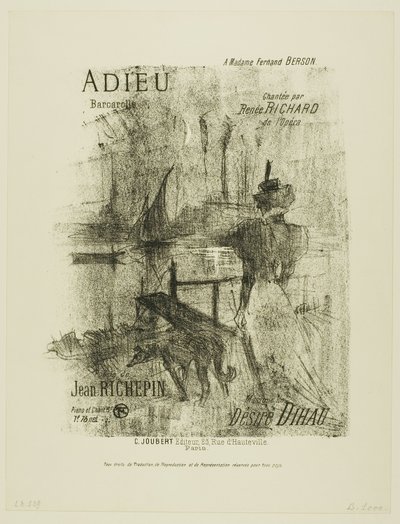 Farväl, från Mélodies de Désiré Dihau av Henri de Toulouse Lautrec