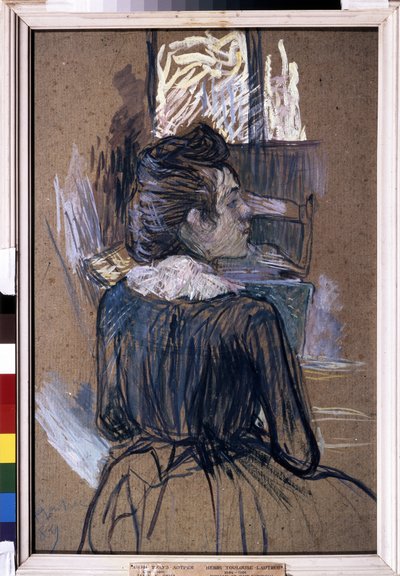 Kvinna vid fönstret. Teckning av Henri de Toulouse-Lautrec (Toulouse Lautrec av Henri de Toulouse Lautrec