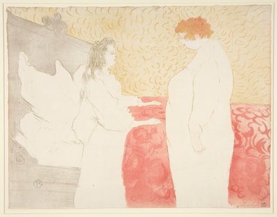 Femme au lit, profil, au petit lever (Kvinna i sängen, profil, resa sig), från serien Elles av Henri de Toulouse Lautrec