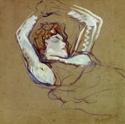 Liegende Frau auf dem Rücken, die Arme erhoben von Henri de Toulouse Lautrec
