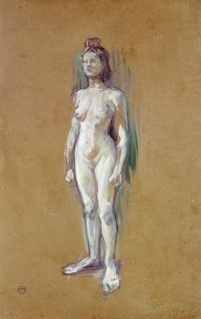 Naken kvinna som står frontalt av Henri de Toulouse Lautrec
