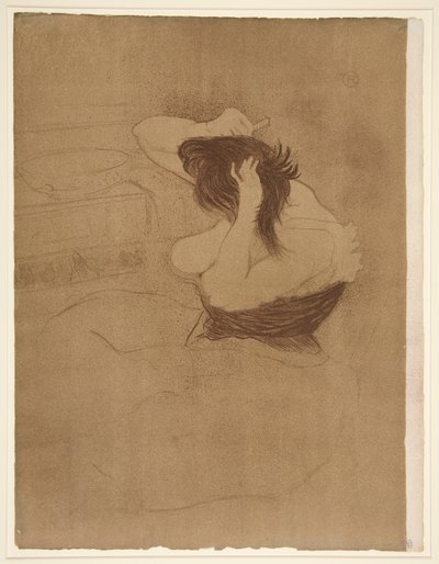 Kvinna som kammar håret, frisyr (Woman Combing Her Hair), från serien Elles av Henri de Toulouse-Lautrec