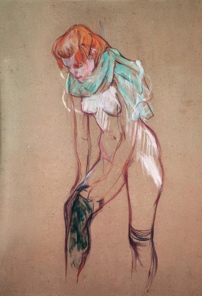 Kvinna som drar sina strumpor av Henri de Toulouse Lautrec