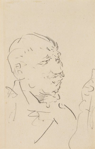 Head of a Man (grafit på vävt papper) av Henri de Toulouse Lautrec