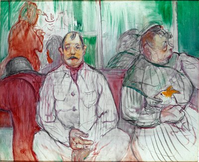 Honom, hon och hunden (Par med hund). Målning av Henri de Toulouse-Lautrec (Toulouse Lautrec av Henri de Toulouse Lautrec