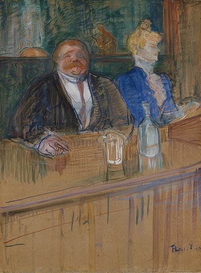 I caféet. Chefen och den blekta kassörskan. (Au café: le patron et la caissière chlorotique). 1898 av Henri de Toulouse Lautrec
