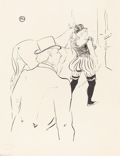 In the Wings of the Folies-Bergere: Mrs. Lona Barrison med sin chef och man, 1895. av Henri de Toulouse Lautrec