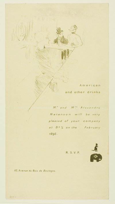 Inbjudan till herr och fru Alexandre Natanson av Henri de Toulouse Lautrec