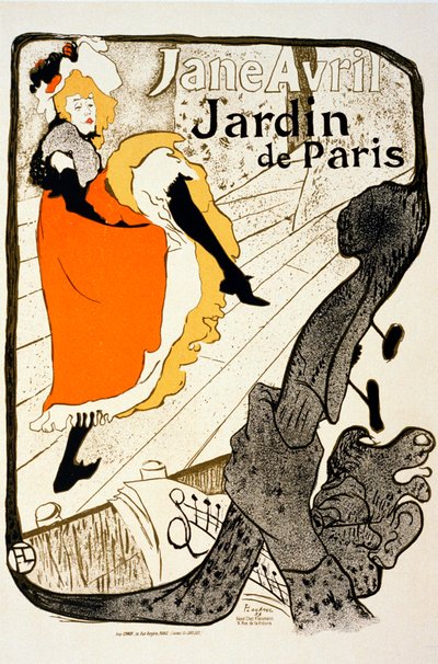 Jane Avril vid Paristrädgården, 1893. av Henri de Toulouse Lautrec