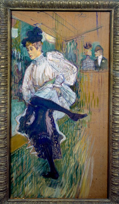 Jane Avril dansar Jane Avril (1868-1943) var en dansare i Moulin Rouge. Målning av Henri de Toulouse Lautrec (1864-1901) 1891 sön. 0,85x0,45 m Paris, musee d