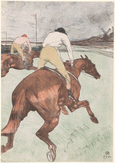 "Le Jockey" Två jockeys till häst Le jockey (originaltitel) Hästkapplöpning (serietitel) Kurser (serietitel) av Henri de Toulouse Lautrec