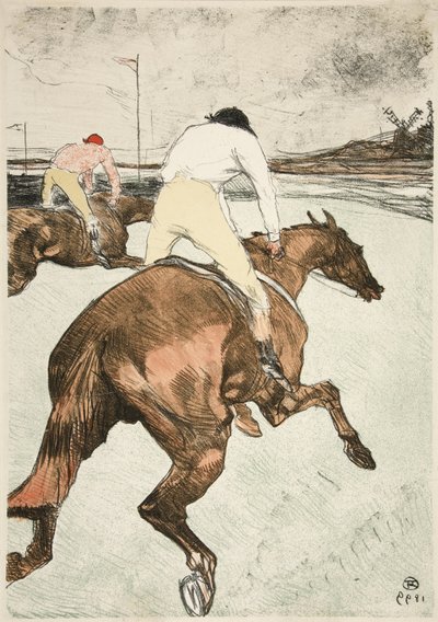 The Jockey – Racehorses, pub. 1899 (lito i färg) av Henri de Toulouse Lautrec