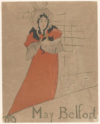 May Belfort med en katt i famnen May Belfort (titel på objekt) av Henri de Toulouse Lautrec