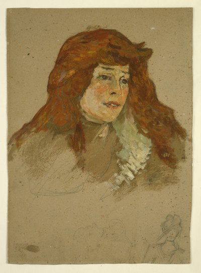 Mme Lili Grenier (rektor); Landskap med kyrka (verso) av Henri de Toulouse Lautrec