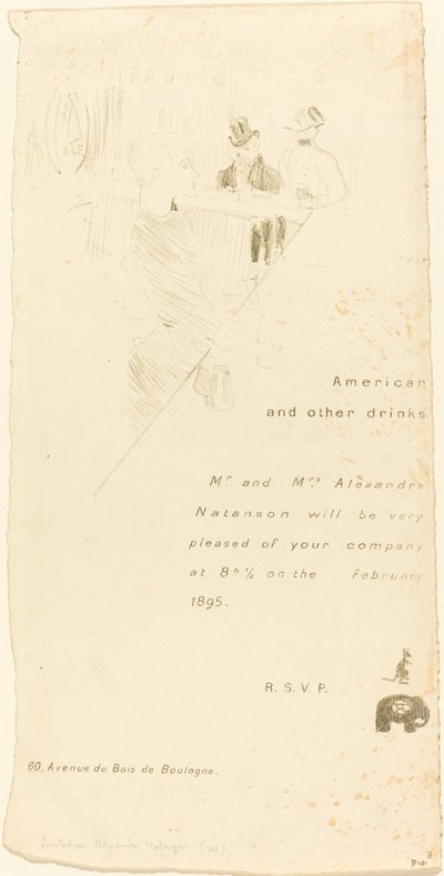 Herr och fru Alexandre Natanson inbjudan, 1895. av Henri de Toulouse Lautrec