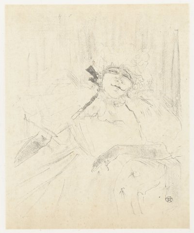 Porträtt van Yvette Guilbert i fåtölj på scenen Yvette Guilbert (gammal sång) Yvette Guilbert: Engelsk serie (serietitel) av Henri de Toulouse Lautrec