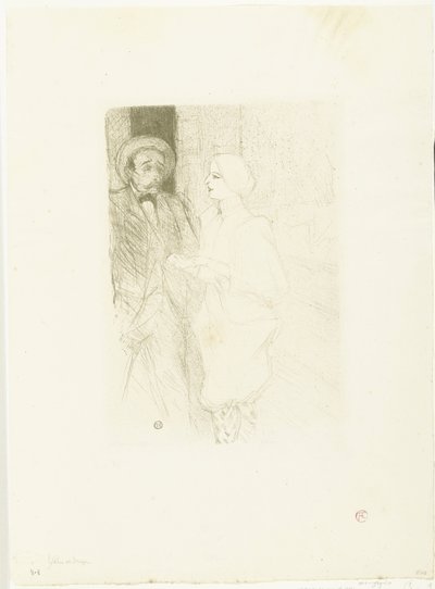 Porträtt av skådespelarna Léonie Yahne i Henri Mayer i toneelstuk Age Difficult Yahne och Mayer i svår ålder av Henri de Toulouse Lautrec
