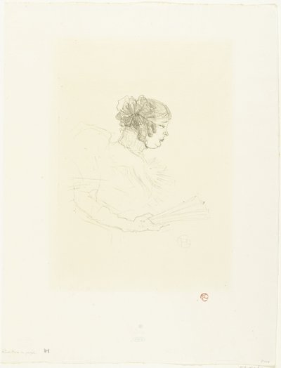 Porträtt av skådespelerskan Luce Myrès med fläkt Luce Myres i profil av Henri de Toulouse Lautrec